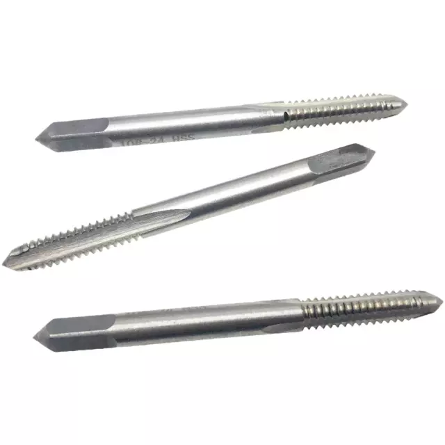 3pcs 10-24 Tap UNC Thread 3 Flutes Hand Tap Set High Speed Steel Machine HSS