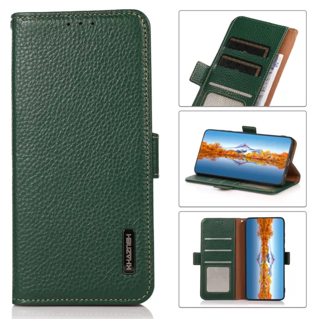 Book Design Genuine Leather Wallet Case Cover Stand for Sony Xperia 10/1/5 V/IV