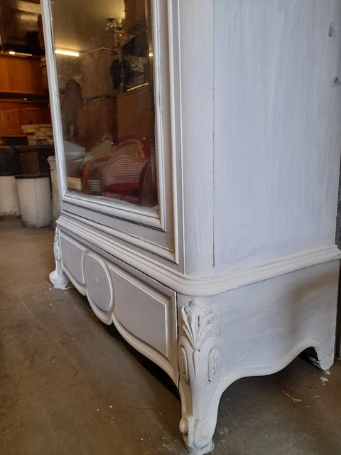 white french Single Door Armoire Solid Wood Painted In Annie Sloan Old White.