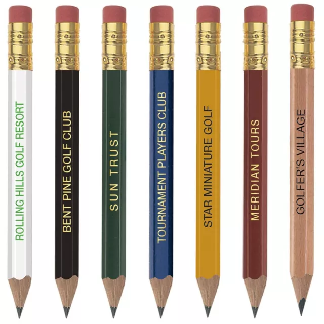 Promotional Hex Golf Pencil with Eraser Foil Stamped with Your Text 1440 Pencils