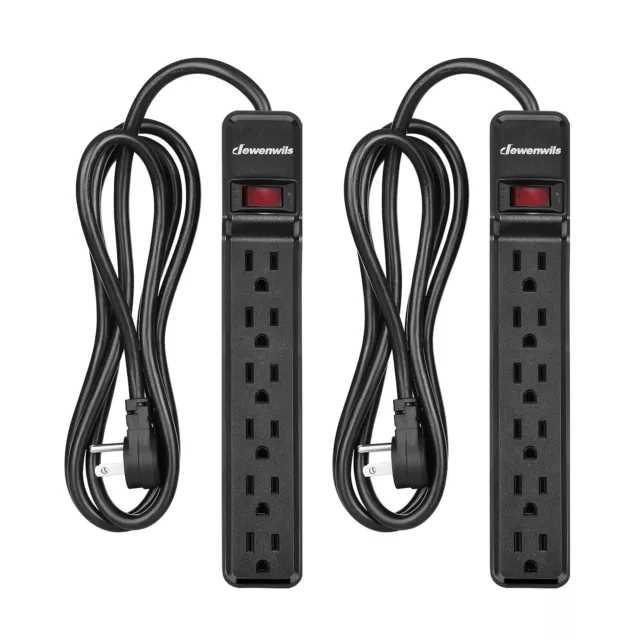 DEWENWILS 2-Pack Indoor Power Strip Surge Protector 6Ft Cord Wall Mount 15 Amp