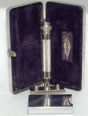 Vintage Gillette Pocket Edition Safety Razor, With Shell Case, Made In USA,