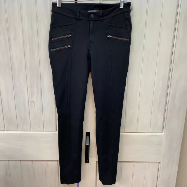 Athleta Ponte Moto 2.0 Pants Zipper Pockets Skinny Stretch Black Size 4,6