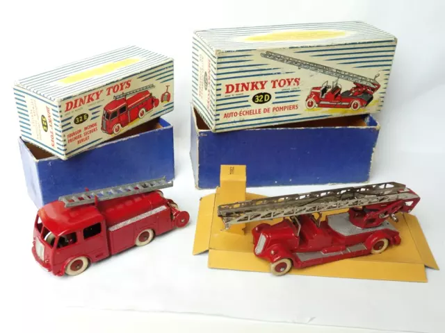 LOT 2 Dinky Toys FRANCE pompiers ttbe 32E Berliet 32D Delahaye Boîtes orig usag