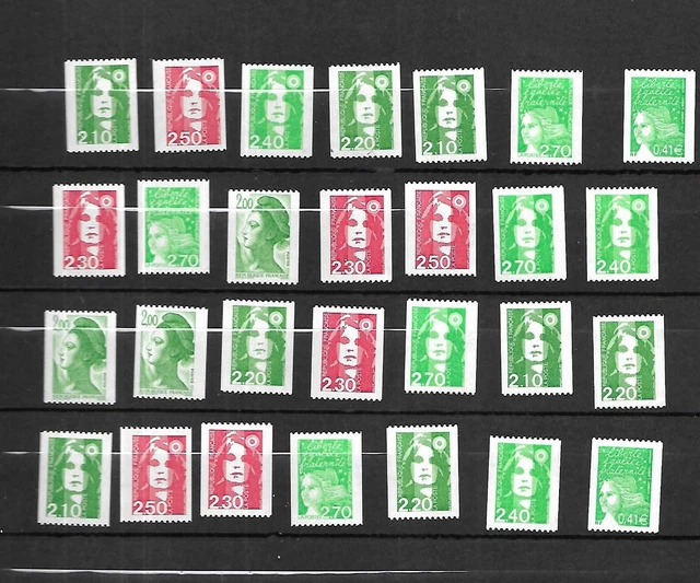 France Lot De Timbres Numeros Rouges Neufs **