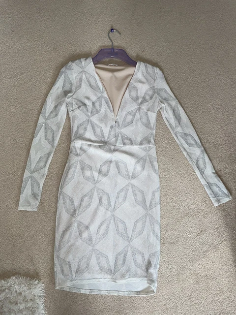 River Island glitter sparkly nude long sleeved dress size 10 mini RRP £55