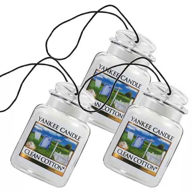 Yankee Candle Car Jar Ultimate Odor Neutralizing Air Freshener Clean Cotton 3-PK