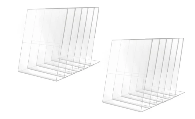 12-Pack Plastic Acrylic Sign Holders | 8.5 x 11-Inch Display Stand Slanted Back
