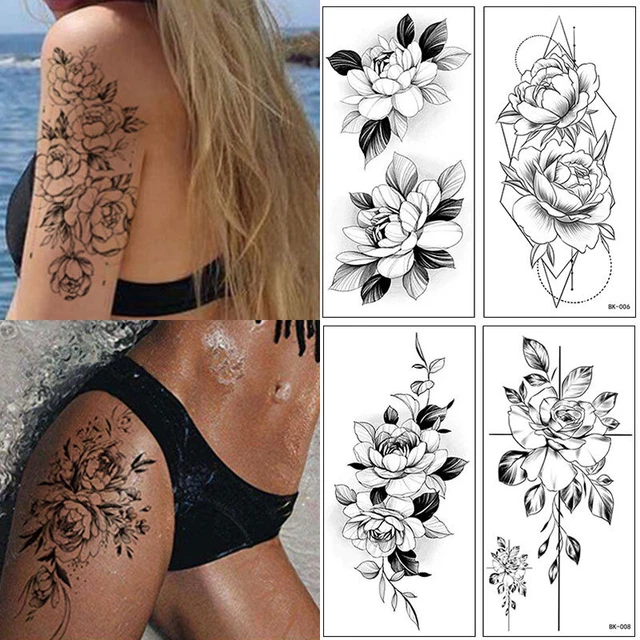 Set 17 Fiori Impermeabili Temporanei Finti Tatuaggi Adesivi Braccio - Foto 2