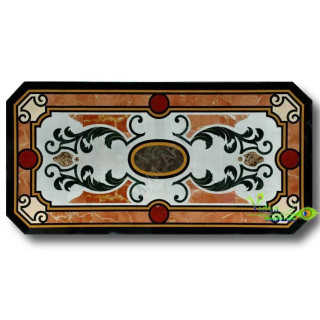 24" X 48" Dining Table Top Multi Stone Marquerty Inlay Art Garden Home Decor