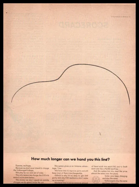 1964 Volkswagen America "How Much Longer Can We Hand You This Line?" VW Print Ad