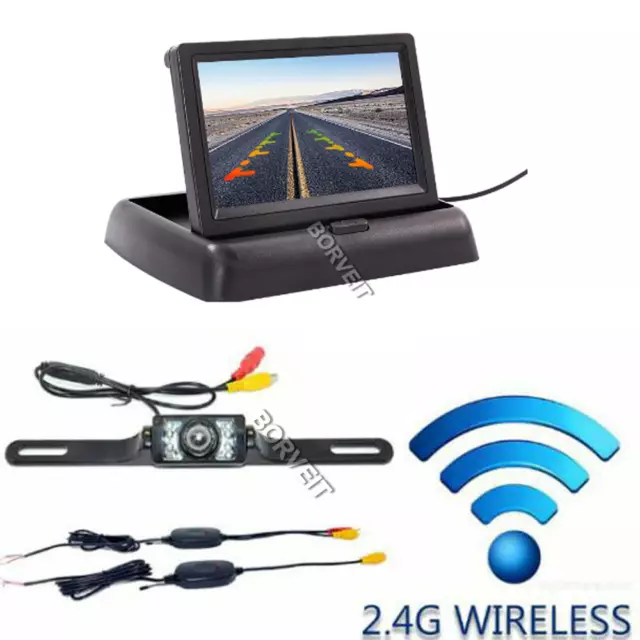 Wireless Car Backup Camera HD Rear View System Night Vision  4.3" Screen Monitor