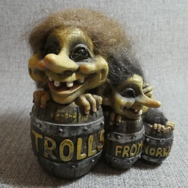 Original Nord Souvenir Trolls Figures Norway In 3 Barrels Rare