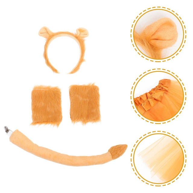 1 Set Halloween Lion Headband Hair Band Lion Glove Decorative Tail Carnival