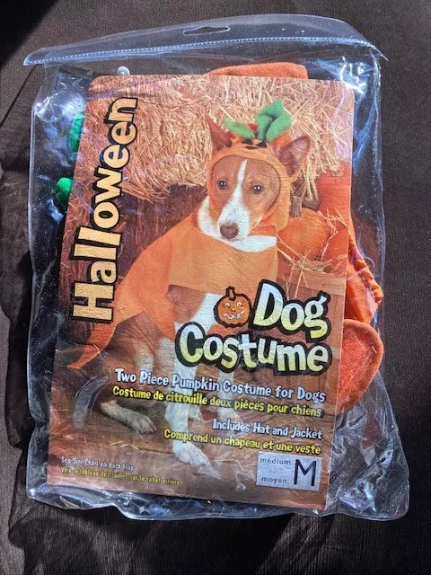 Dog  Pet Pumpkin Halloween Shirt Costume With Hat  Medium New With Tags