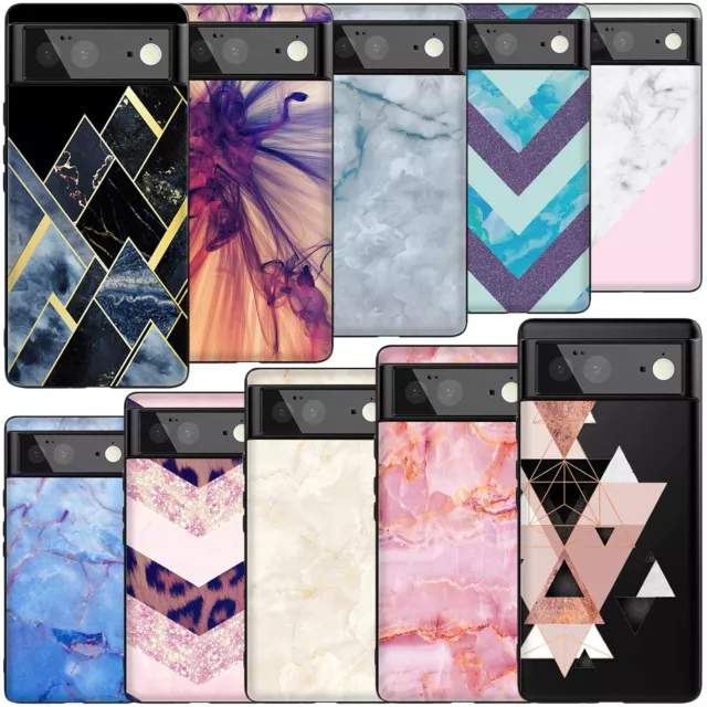 For Google Pixel 8 Pro 7 6A 5 5G 4A 3 Shockproof Marble Texture Phone Case Cover