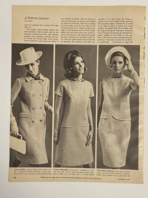 (6) Vintage Magazine 1966-67 Women's Fashion Styles Original Full Page 8x11"
