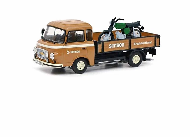 450367300 Schuco 1:43 Barkas B1000 Pritsche Simson S51 Ersatzteildienst