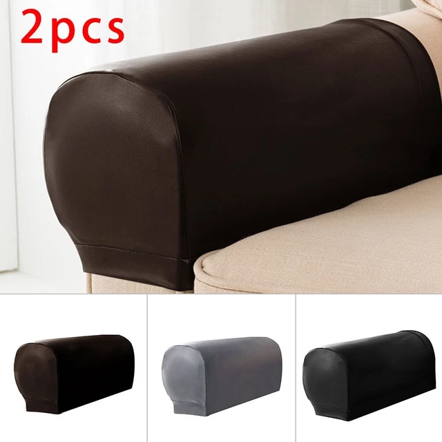 A Set Of PU Leather Sofa Armrest Covers For Couch Chair Arm Protector Stretch