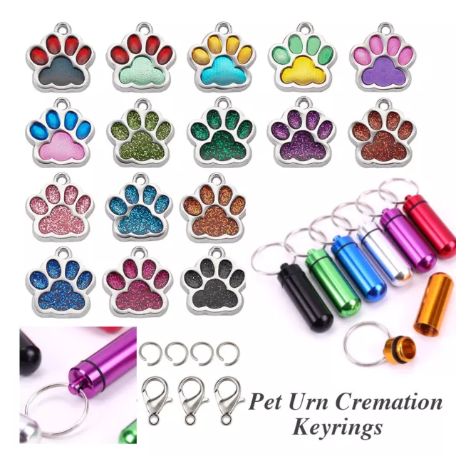 Dog / Cat Paw Pet Ashes Urn Jewellery Keyring Cremation Keepsake Jewelry Holder