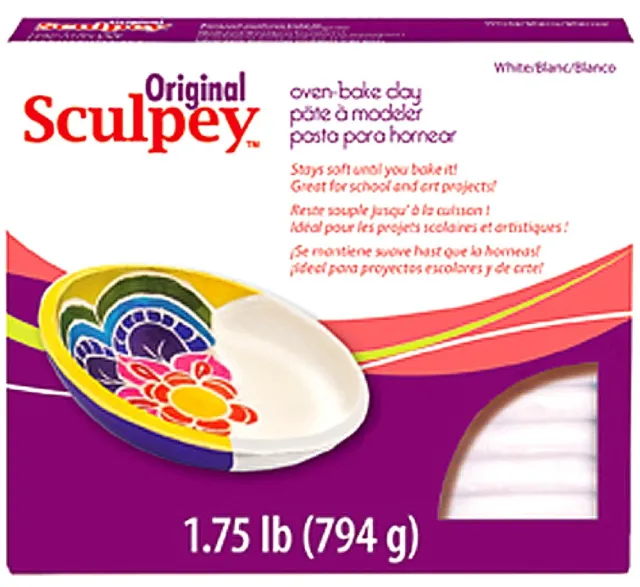 SCULPEY ORIGINAL -Oven Bake Polymer Clay - LARGE 794g Block (1.75lb) - WHITE