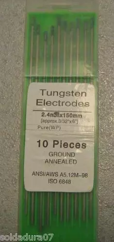 10 Electrodos TUNGSTENO SOLDADURA TIG PURO 2,4 x 150 mm VERDE Soldador inverter