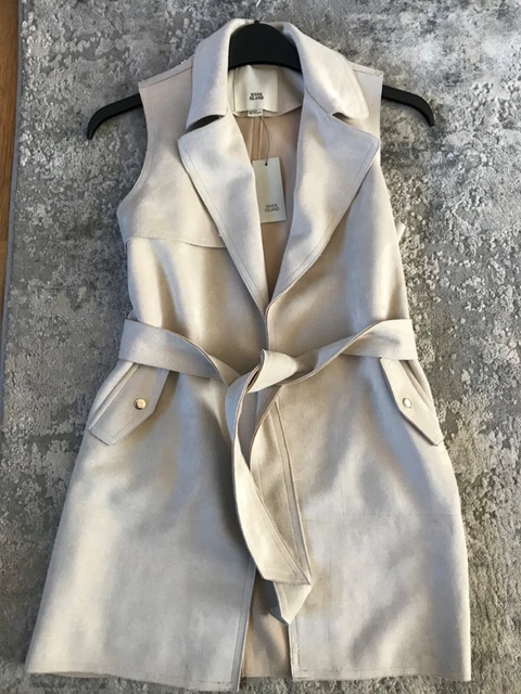 Girls River Island Light Beige Suede Waist Coat, Age 9/10 Years BNWT.
