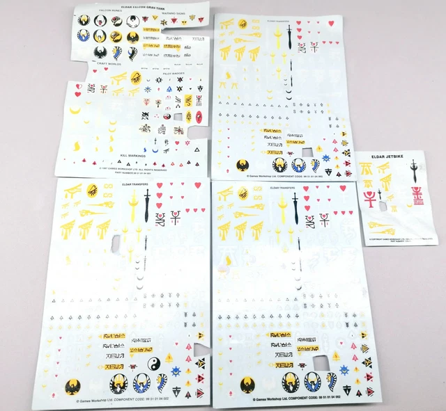 WARHAMMER 40K, ELDAR transfer, decal, symboles, transfert, watersheet ...