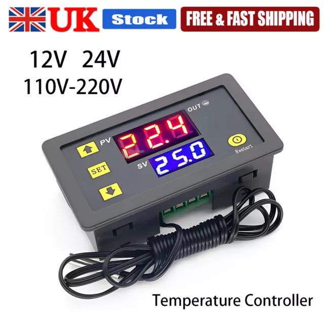 12/24V Digital Temperature Controller Thermostat Temperature Control Switch UK