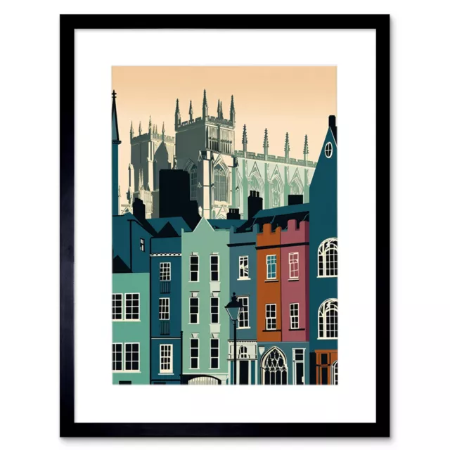 York Minster and Shambles Street Cityscape Framed Wall Art Print Picture 12X16