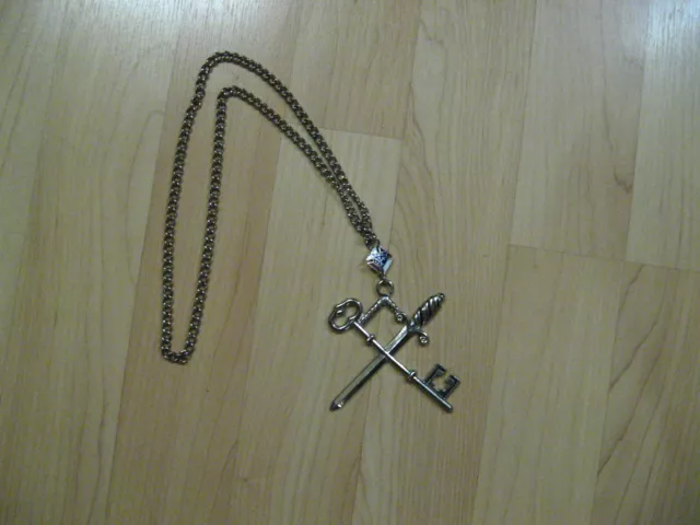 The Knights of Columbus Vintage Large Necklace - Sword & Key Silver Ceremonial