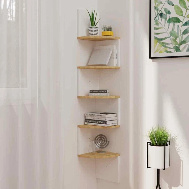 Vidaxl Scaffale Angolare a Muro Bianco e Rovere 19x19x123cm Truciolato