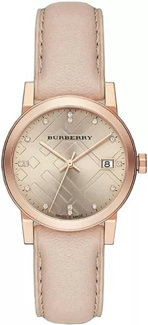 Brand New Burberry BU9131 The City 34 mm Rose Tone Stainless Steel Women's Watch