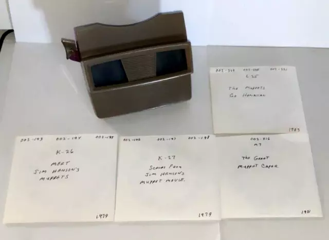 Vtg View-Master Tan Viewer 12 Reels Muppets Jim Henson Preowned