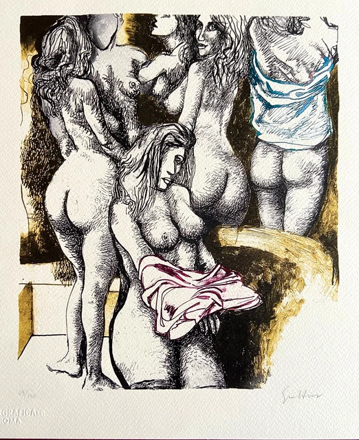 Renato Guttuso'' Baño Turca '' Litografía 1980