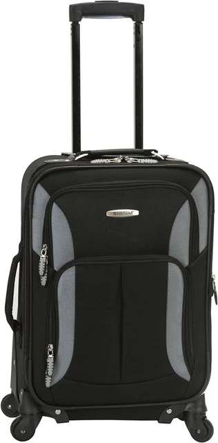 Rockland Pasadena Softside Spinner Wheel Carry-On 20-Inch, Black/Gray