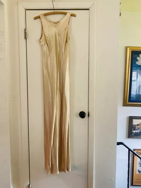 Vintage Art Deck Silk Downton Abby 90s 20s Bias Cut Maxi Cocktail Dress S NWT