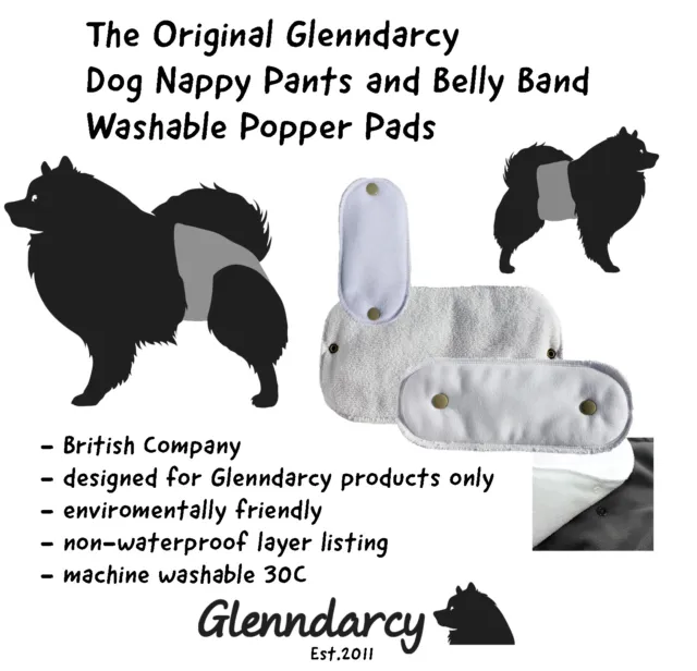 Glenndarcy Washable NON-Waterproof Base Popper Pads for Dog Nappy & Belly Band