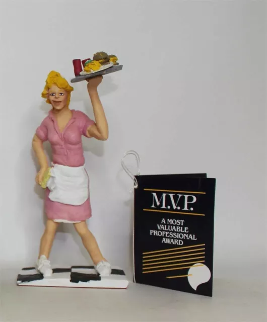 MVP WHIMSICAL HAND PAINTED FIGURINE BY CAREN MILLER - WAITRESS - w/ BOX