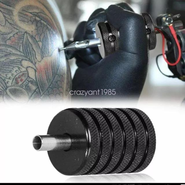 Lote de 5 empuñaduras de mano para máquina de tatuaje de 25 mm aleación de aluminio manija antideslizante arrugada