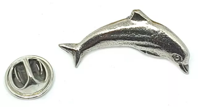 Hand Cast Fine English Pewter Pin Badge Ocean Sea Life Dolphin (≈30mm)