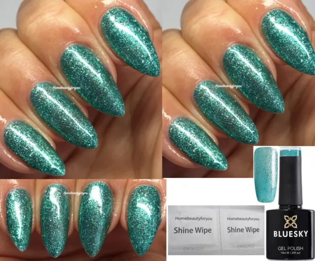 Bluesky Gel Nail Polish Green Glitter + Silver Glitter Ice Queen Uv Led Soak Off