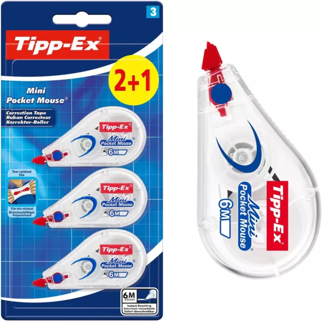 Tipp-Ex Mini Pocket Mouse Correction Tape – Pack of 2 + 1