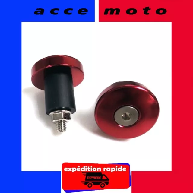 Embouts de guidon Rouge Moto Universel plat Alu Motocross Enduro Diamètre 13 mm