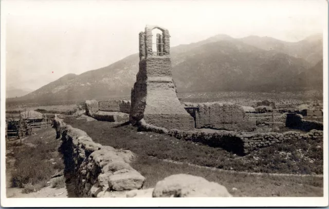 RPPC Ruins of Old Church, Taos, New Mexico - Real Photo Postcard