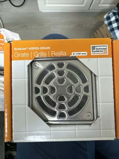 New Schluter Kerdi-Drain Grate Kit Classic 4" Stainless Steel Finish - KD4GRKEOB