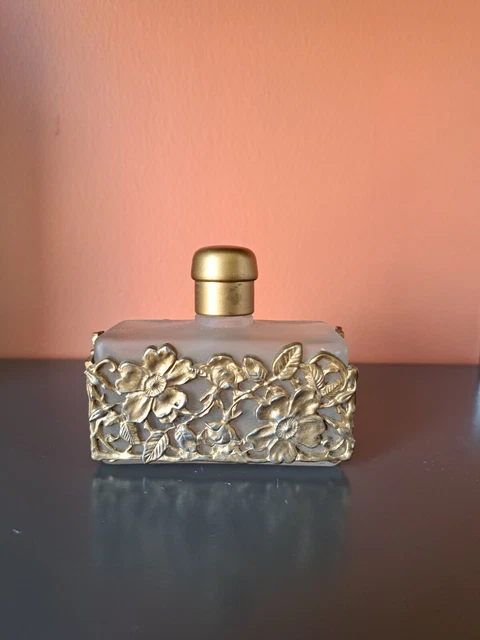 Ancien Flacon En Verre Très Épais – Style Encrier Ou Parfum – Décor Rond Ajouré