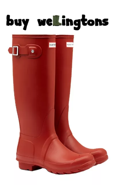 Ladies Hunter Wellies Original Tall Wellington Boots Military Red Size UK 6