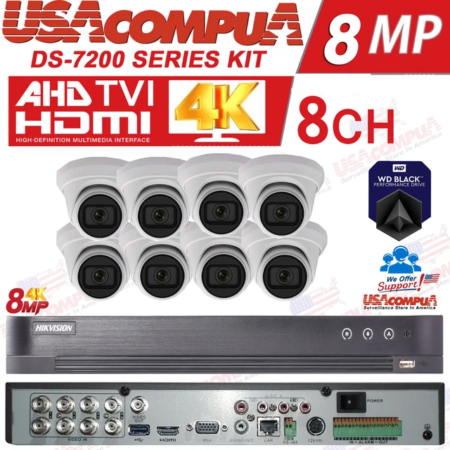 HIKVISION 4K 8CH CCTV Security Camera System DVR 8MP TURRET PURPLE HDD