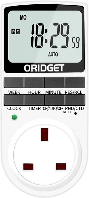 Enchufe temporizador eléctrico digital ORIDGET con 18 programas de encendido y apagado, cuenta regresiva